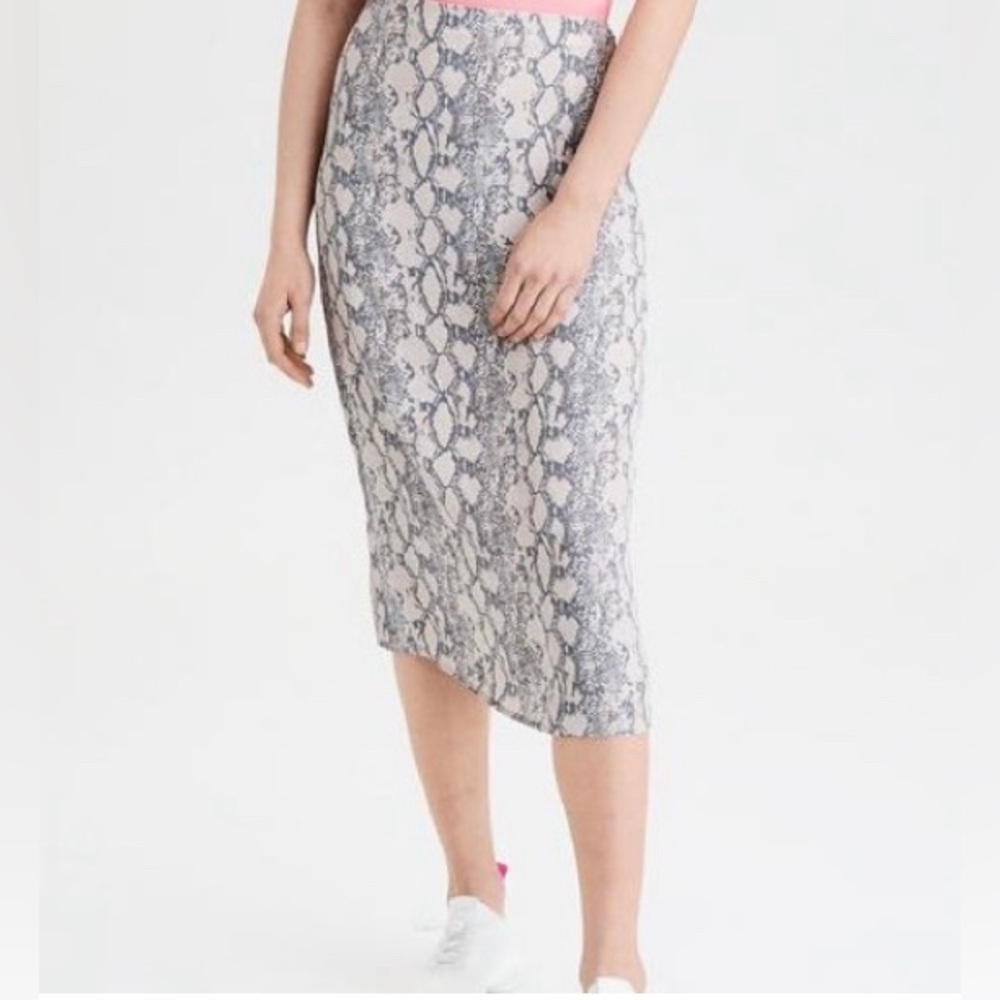 American Eagle Snakeskin Print Midi Skirt Medium